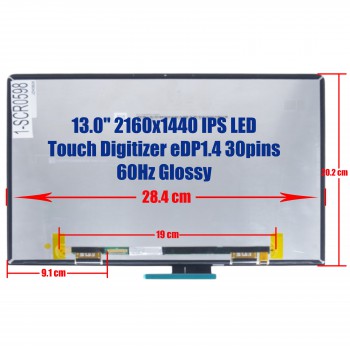 Laptop Screen monitor for Huawei MateBook 13 WRT-W19 WRT-W29 WRT-W29L WRT-WX9 TV130WTM-NH0 Touch Digitizer 13.0'' 2160x1440 WQHD IPS LED 71% NTSC eDP1.4 30pins 60Hz Glossy ( SKU.1-SCR0598 )