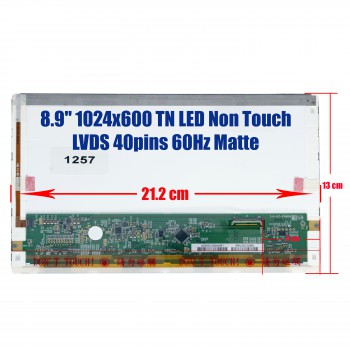 Laptop screen 8.9'' 1024x600 WSVGA LED 40 pin LCD type 3 Laptop screen monitor (Ref. 1-1257)
