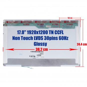 Laptop Monitor 17.0'' LTN170CT0-004 1920x1200 WUXGA CCFL 30pin Dell Inspiron 9400, VOSTRO 1720, HP COMPAQ 8710W Asua 71V (Ref. 1276)