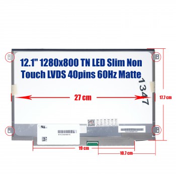 Laptop Monitor 12.1'' LTN121AT04 LTD121EWUD Dell E4200 1280x800 WXGA LED 40pin slim Dell E4200 (Ref.No. 1347)
