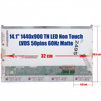 Laptop Monitor 14.1'' 1440x900 WXGA+ LED 50pin (Ref. 2495) 