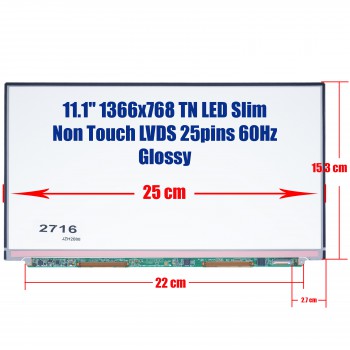 Laptop Monitor 11.1'' LTD111EWAX 1366x768 WXGA LED 25pin Slim (R) Sony Vaio VGN-TZ (Ref. 2716)