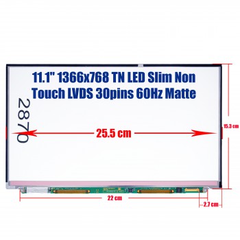 Laptop Monitor LTD111EV8X NRL75-DEV8X14A-B 11.1'' 1366x768 WXGA LED 30pin Slim (R) Sony Vaio VGN-TT SONY TT17N/X TT18 TT23 (Ref. 2870)